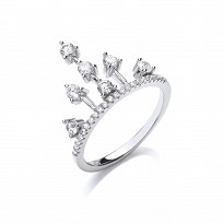 925 Sterling Silver CZ Fancy Tiara Ring