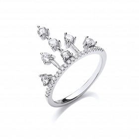 925 Sterling Silver CZ Fancy Tiara Ring