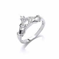 925 Sterling Silver CZ Claddagh Heart Ring