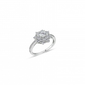 925 Sterling Silver Ladies CZ Cluster Flower Ring