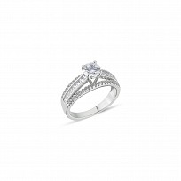 925 Sterling Silver Ladies CZ Fancy Solitaire Ring