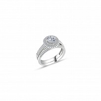 925 Sterling Silver CZ Pave Set Wedding Band Set