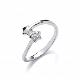 925 Sterling Silver CZ Fancy Star Ring