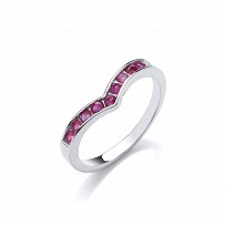 925 Sterling Silver Ruby CZ Wishbone Ring