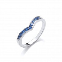 925 Sterling Silver Sapphire CZ Wishbone Ring