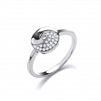 925 Sterling Silver CZ Twisted Interlocking Circle Ring