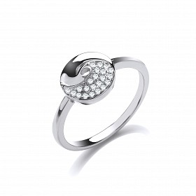 925 Sterling Silver CZ Twisted Interlocking Circle Ring