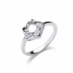 925 Sterling Silver CZ Cutout Flower Ring