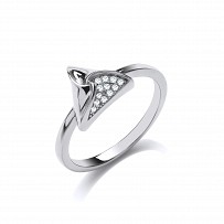 925 Sterling Silver CZ Cutout Triangle Ring