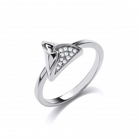 925 Sterling Silver CZ Cutout Triangle Ring