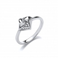 925 Sterling Silver CZ Square Twist Ring