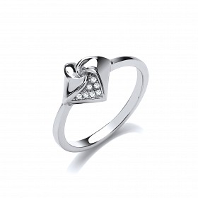 925 Sterling Silver CZ Square Twist Ring