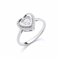 Gold Plated CZ Heart Fancy Ring