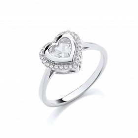 Gold Plated CZ Heart Fancy Ring