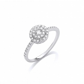 Silver CZ Fancy Solitaire Ring