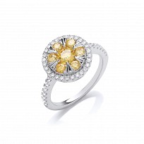 Silver CZ & Yellow Tourmaline Solitaire Ring