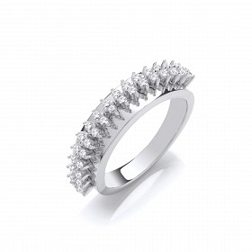 Silver CZ Claw Set Fancy Ring
