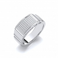 Silver Gents CZ Ring
