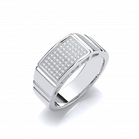 Silver Gents CZ Ring