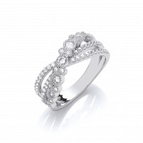Silver CZ Crossover Fancy Ring