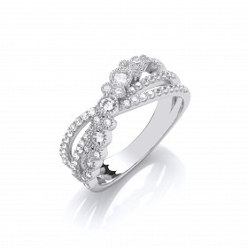 Silver CZ Crossover Fancy Ring
