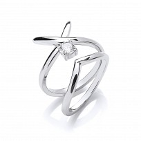 Silver CZ Kiss Ring Set