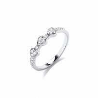 925 Sterling Silver CZ Three Hearts Fancy Ring
