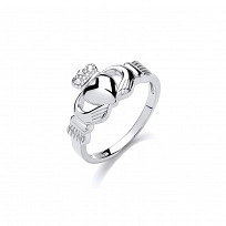 925 Sterling Silver Rhodium Plated Claddagh Ring