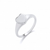 Silver Heart Ring With CZ Edges