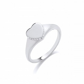 Silver Heart Ring With CZ Edges