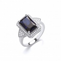 Silver CZ & Sapphire Ladies Ring
