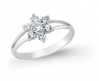 925 Sterling Silver & CZ Flower Kids Ring