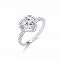 Silver CZ Fancy Heart Ring