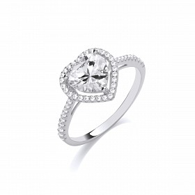 Silver CZ Fancy Heart Ring