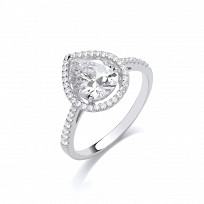 Silver CZ Pear Drop Fancy Ring