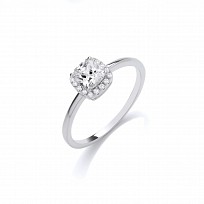 Silver CZ Princess Cut Fancy Ring