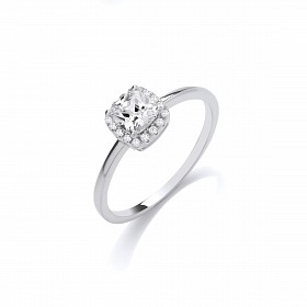 Silver CZ Princess Cut Fancy Ring