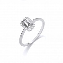 Silver CZ Fancy Solitaire Ring