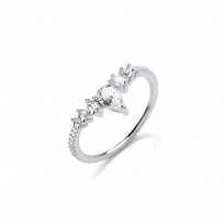 Silver CZ Crown Style Ring