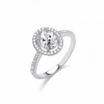 Silver CZ Oval Cluster Ring