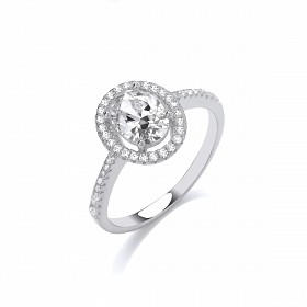 Silver CZ Oval Cluster Ring