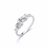 Silver CZ Fancy Leaf Ring