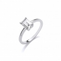 Silver CZ Solitaire Ring