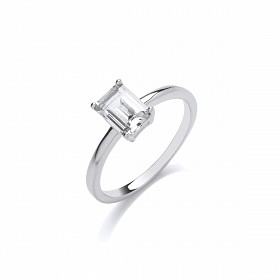 Silver CZ Solitaire Ring