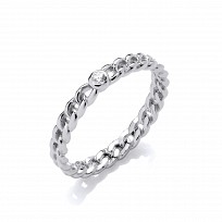 Silver Single CZ Chain Link Fancy Ring