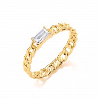 Gold Plated Single CZ Chain Link Fancy Ring