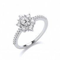 Silver CZ Fancy Flower Cluster Ring
