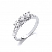 Silver CZ Ladies Trilogy Ring
