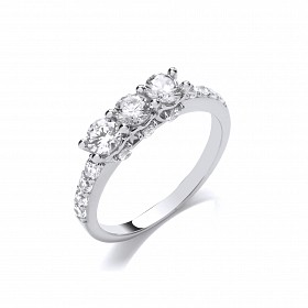 Silver CZ Ladies Trilogy Ring