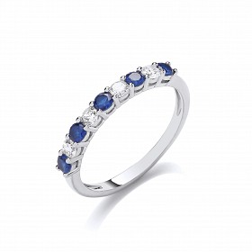 Silver CZ & Sapphire Half Eternity Ring